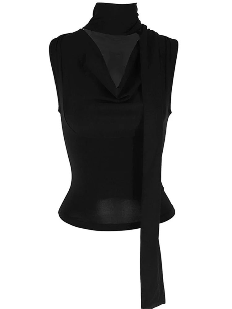 Women’s Summer V-Neck Sleeveless Knit Tank Top – Slim Fit Casual Streetwear & Elegant Bandage Style