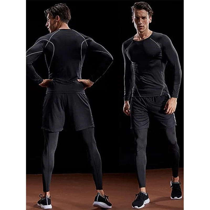 Athletic Men’s Long Sleeve Compression Shirt – Breathable Training Top for Gym, Running & Sports Performance