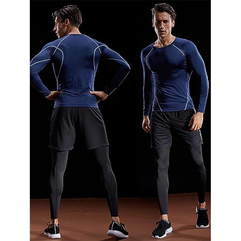 Athletic Men’s Long Sleeve Compression Shirt – Breathable Training Top for Gym, Running & Sports Performance
