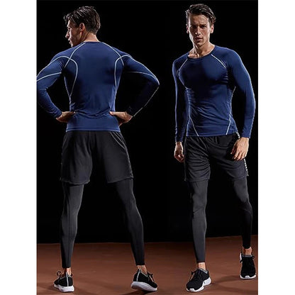 Athletic Men’s Long Sleeve Compression Shirt – Breathable Training Top for Gym, Running & Sports Performance