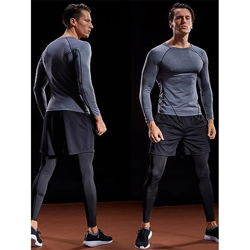 Athletic Men’s Long Sleeve Compression Shirt – Breathable Training Top for Gym, Running & Sports Performance