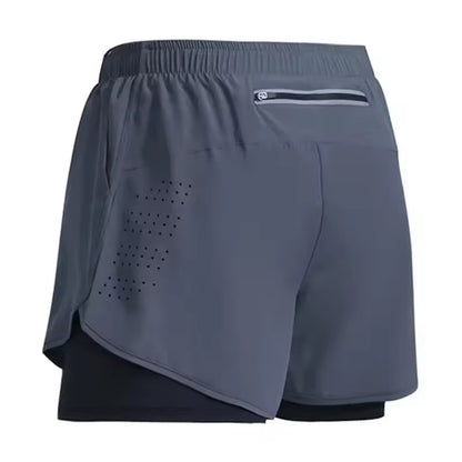 Men’s 2-in-1 Training Shorts with Built-In Pocket – Quick Dry Double-Layer Fitness, Running & Gym Shorts for Summer