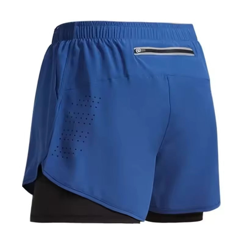 Men’s 2-in-1 Training Shorts with Built-In Pocket – Quick Dry Double-Layer Fitness, Running & Gym Shorts for Summer