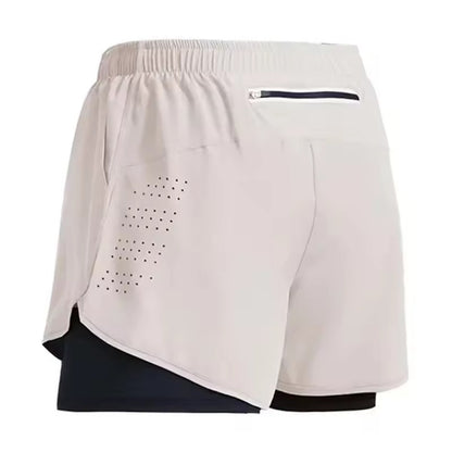 Men’s 2-in-1 Training Shorts with Built-In Pocket – Quick Dry Double-Layer Fitness, Running & Gym Shorts for Summer